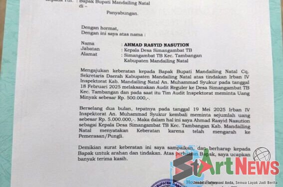 Kades Simangambat TB Resmi Laporkan Irban IV Inspektorat ke Bupati Madina