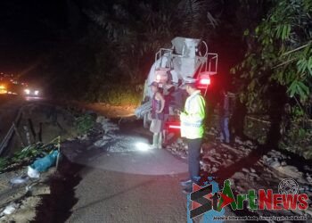 Jalan Longsor di Dusun Pengkolan, Jalinsum Sipirok-Taput Hampir Putus Total