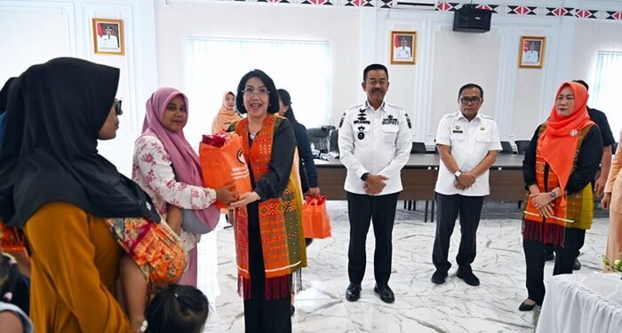 Ketua DWP Sumut Serahkan Bantuan Makanan Sehat untuk 100 Balita di Madina