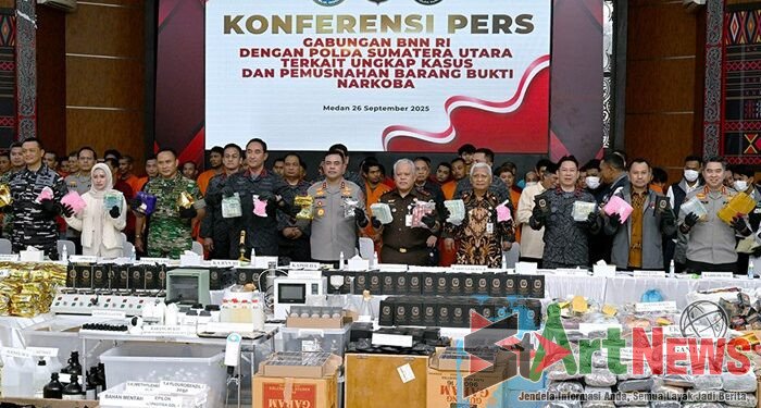 Polda Sumut Musnahkan 1,7 Ton Narkoba Hasil Pengungkapan 41 Kasus
