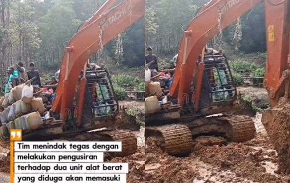 Petugas TNBG Temukan PETI dan Usir Dua Excavator di Muara Sinainjon
