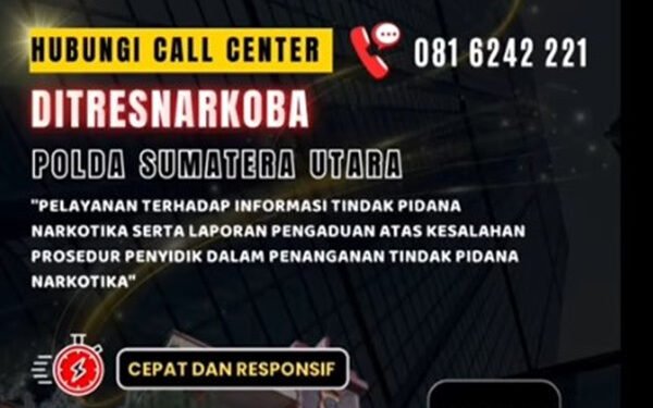 Polda Sumut Luncurkan Hotline Pengaduan Narkoba, Masyarakat Bisa Lapor via WhatsApp
