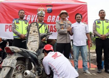 Polres Tapteng Lanjutkan Servis Motor Gratis bagi Korban Banjir