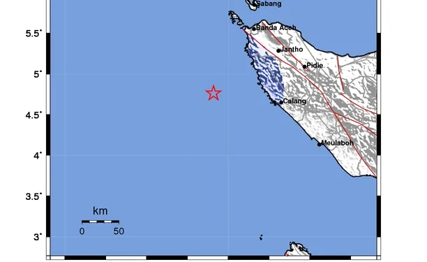 Gempa Magnitudo 4,4 Guncang Aceh Jaya, Pusat Getaran Berada di Laut