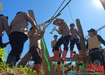 Pulihkan Akses Pascabanjir, Kapolres Gayo Lues Pimpin Pembangunan 4 Jembatan Gantung