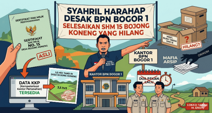 Syahril Harahap Desak BPN Bogor 1 Selesaikan SHM 15 Bojong Koneng yang Hilang