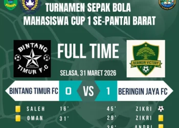 Gol Tunggal Zikri Bawa Beringin Jaya FC Bungkam Bintang Timur FC 1-0