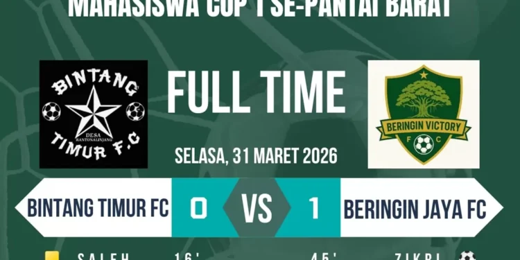 Gol Tunggal Zikri Bawa Beringin Jaya FC Bungkam Bintang Timur FC 1-0