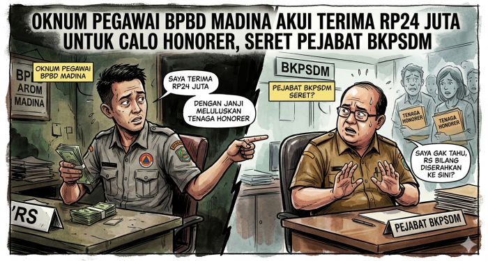 Pegawai BPBD Madina Akui Terima Uang untuk Calo Honorer, Seret Pejabat BKPSDM