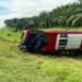 Bus Halmahera Terbalik di Tol JMKT Sergai, Empat Penumpang Tewas