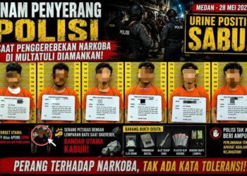 Halangi Penangkapan Bandar, Enam Penyerang Polisi di Medan Positif Sabu