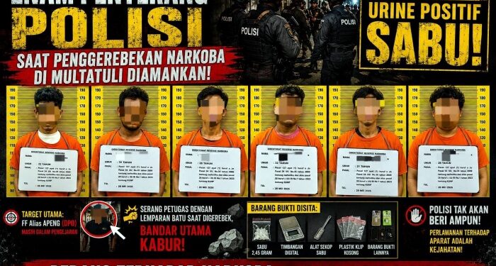 Halangi Penangkapan Bandar, Enam Penyerang Polisi di Medan Positif Sabu