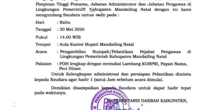 Pemkab Madina Kembali Gelar Pelantikan Pejabat Hari Ini