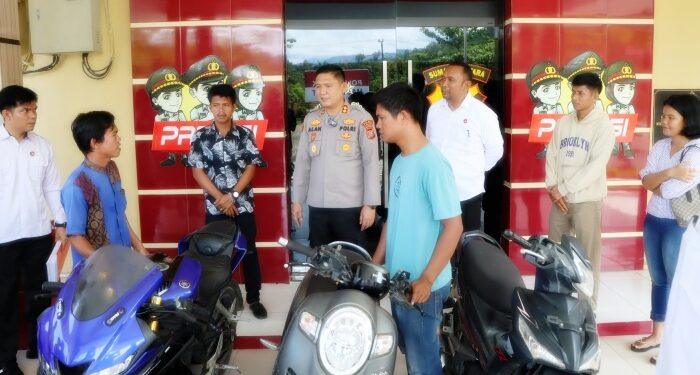 Polres Tapteng Kembalikan Tiga Sepeda Motor Hasil Curanmor ke Pemiliknya