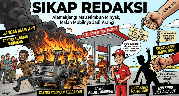 Alamakjang! Mau Nimbun Minyak, Malah Mobilnya Jadi Arang