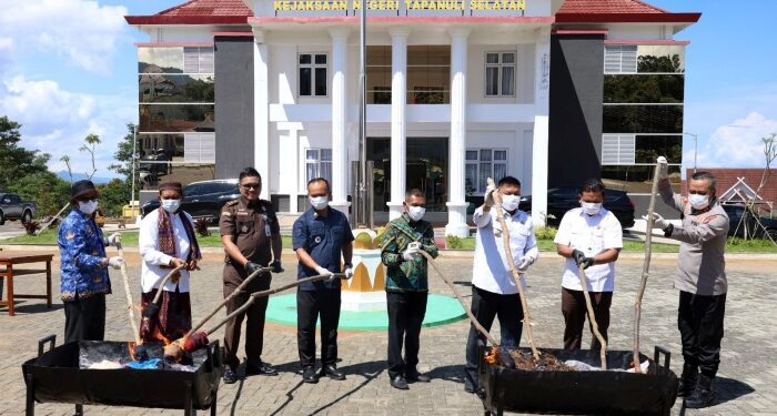 Polres dan Kejari Tapsel Musnahkan 8,3 Kg Ganja dan Sabu Sitaan