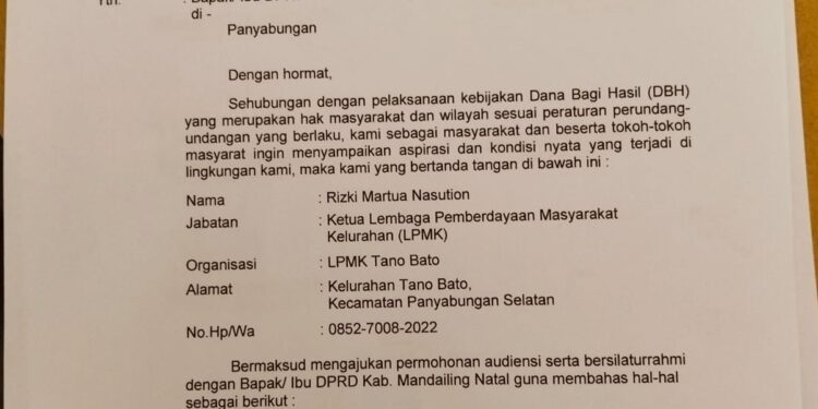 LPMK Tanobato Pertanyakan Transparansi DBH Panas Bumi ke DPRD Madina