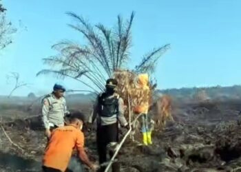 Lancang Kuning Berbunyi, Polisi dan Warga Berjibaku Padamkan Karhutla Kebun Sawit di Tapteng