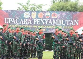 Tugas Pamtas di Papua, 450 Prajurit Yonif 123/Rajawali Kembali ke Batalyon