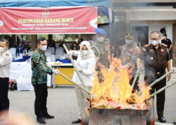 Puluhan Kilo Narkoba Dibakar, Kejari Madina Lepas Beban Simpan Barang Bukti