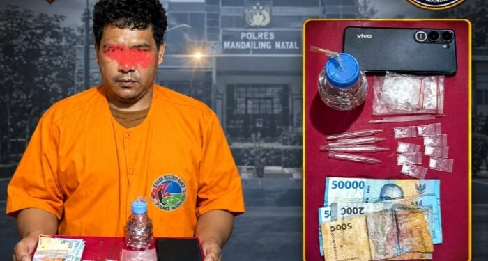 Polres Madina Gerebek Gubuk di Hutabargot, Satu Pengedar Sabu Ditangkap
