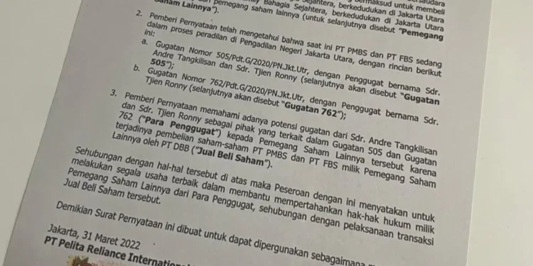 Dugaan Sengketa Saham RSIA Family, Kuasa Hukum Minoritas Soroti Surat Pernyataan Eka Hospital